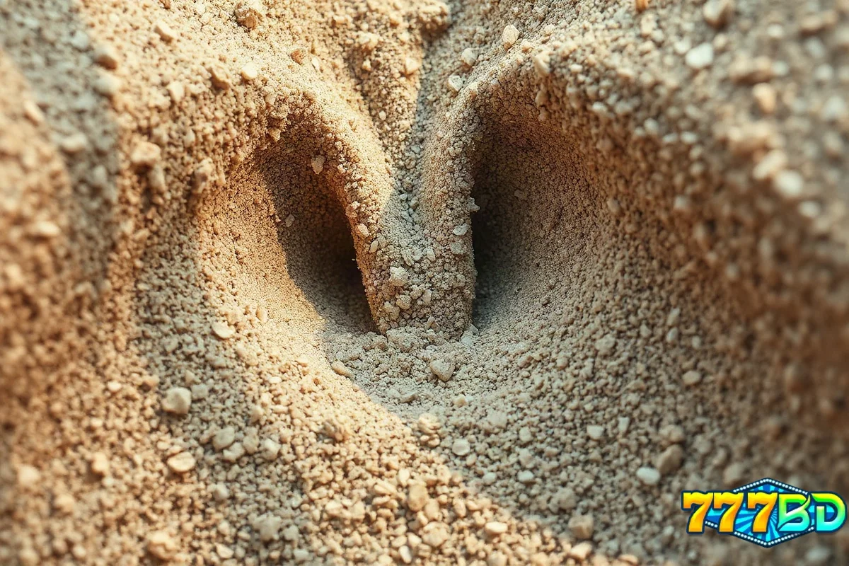 আঙুলের ফাঁক দিয়ে বালি ঝরার ম্যাক্রো ক্লোজ-আপ ছবি